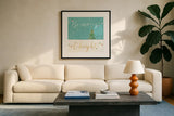 Underlined Christmas II by Veronique Charron. Displayed in a glass frame with matte in a clean modern living room. Available as an archival giclee rolled canvas, fine art paper, or poster print. SKU 36305a.