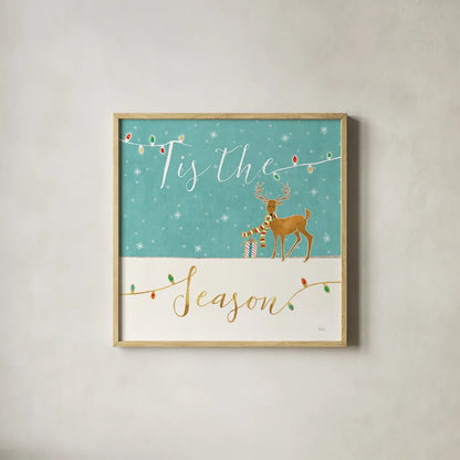Underlined Christmas III by Veronique Charron. Shown in a natural wood glass frame for a timeless modern aesthetic. Available as an archival giclee rolled canvas, fine art paper, or poster print. SKU 36306a.