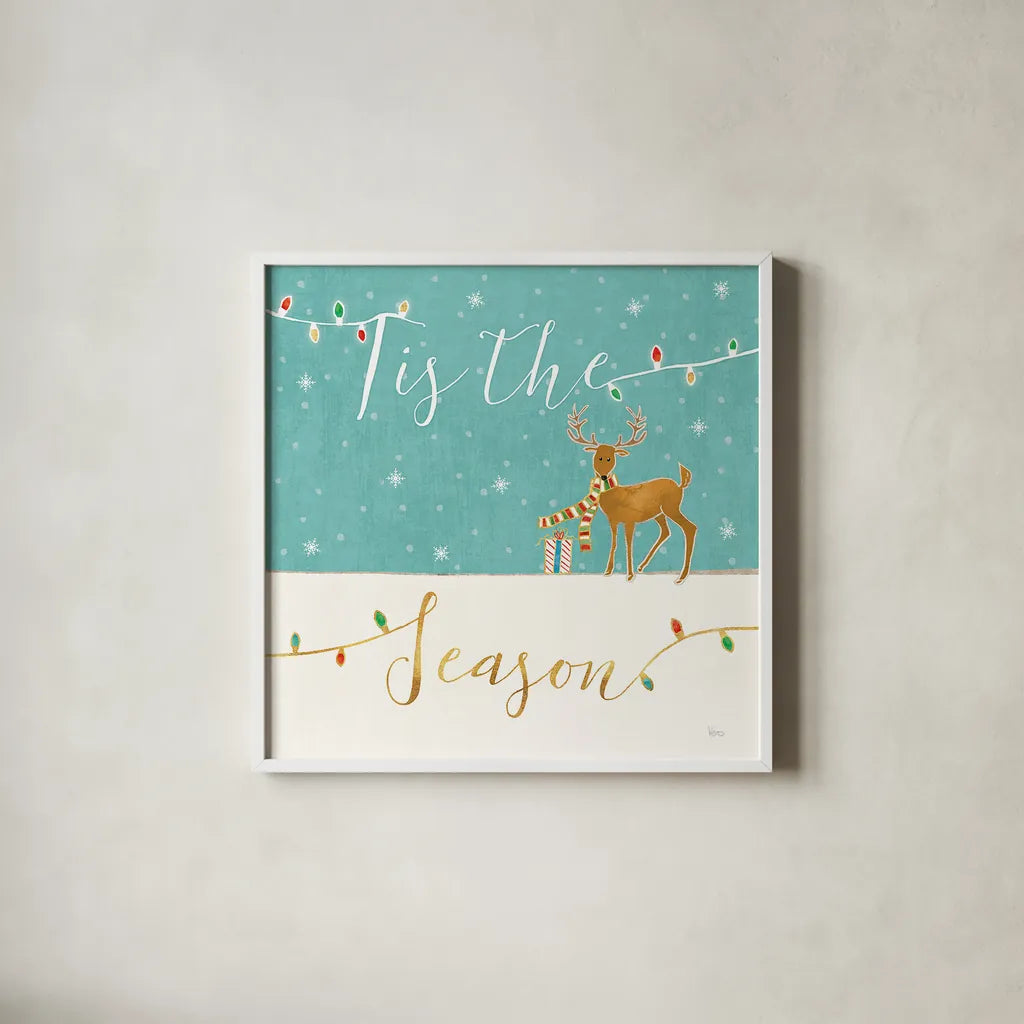 Underlined Christmas III by Veronique Charron. Shown in a crisp white glass frame for a clean and minimalist style. Available as an archival giclee rolled canvas, fine art paper, or poster print. SKU 36306a.
