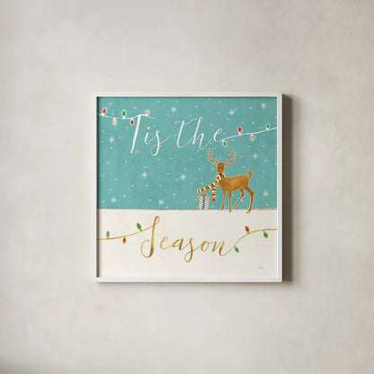 Underlined Christmas III by Veronique Charron. Shown in a crisp white glass frame for a clean and minimalist style. Available as an archival giclee rolled canvas, fine art paper, or poster print. SKU 36306a.