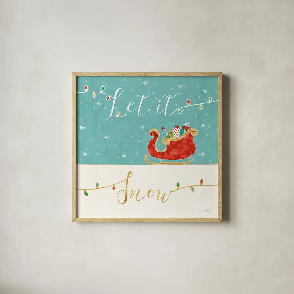 Underlined Christmas IV by Veronique Charron. Shown in a natural wood glass frame for a timeless modern aesthetic. Available as an archival giclee rolled canvas, fine art paper, or poster print. SKU 36307a.