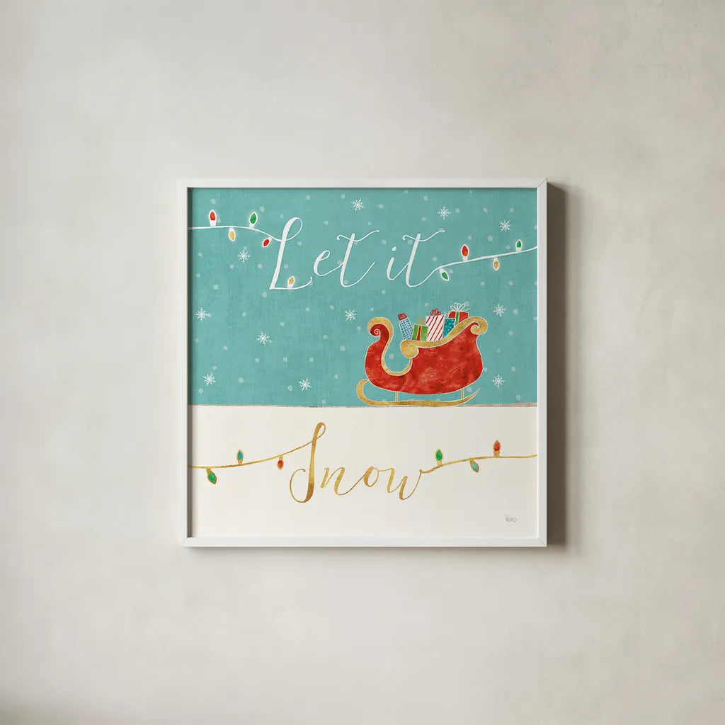 Underlined Christmas IV by Veronique Charron. Shown in a crisp white glass frame for a clean and minimalist style. Available as an archival giclee rolled canvas, fine art paper, or poster print. SKU 36307a.