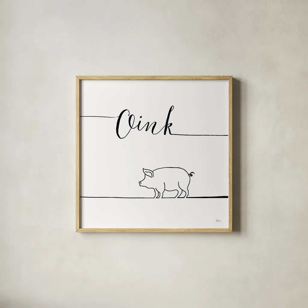 Underlined Farm V by Veronique Charron. Shown in a natural wood glass frame for a timeless modern aesthetic. Available as an archival giclee rolled canvas, fine art paper, or poster print. SKU 34282a.