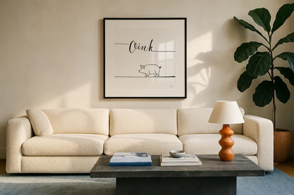 Underlined Farm V by Veronique Charron. Displayed in a glass frame with matte in a clean modern living room. Available as an archival giclee rolled canvas, fine art paper, or poster print. SKU 34282a.
