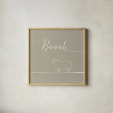 Underlined Farm VI Greige by Veronique Charron. Shown in a natural wood glass frame for a timeless modern aesthetic. Available as an archival giclee rolled canvas, fine art paper, or poster print. SKU 34291a.