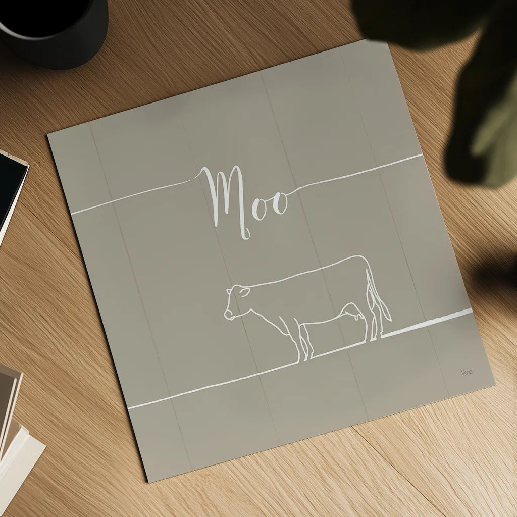 Underlined Farm VII Greige by Veronique Charron. Shown as a detailed flat fine art print, highlighting archival giclee quality. Available as an archival giclee rolled canvas, fine art paper, or poster print. SKU 34292a.