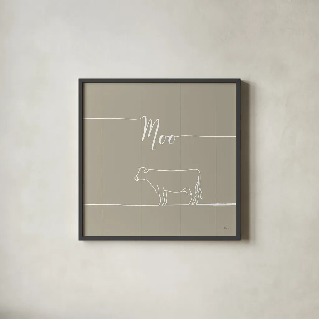 Underlined Farm VII Greige by Veronique Charron. Shown in a sleek black glass frame for a contemporary gallery look. Available as an archival giclee rolled canvas, fine art paper, or poster print. SKU 34292a.
