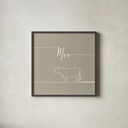 Underlined Farm VII Greige by Veronique Charron. Shown in a sleek black glass frame for a contemporary gallery look. Available as an archival giclee rolled canvas, fine art paper, or poster print. SKU 34292a.