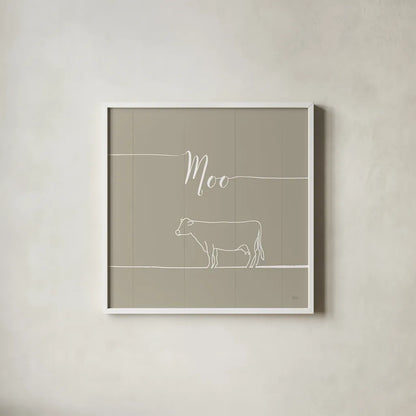 Underlined Farm VII Greige by Veronique Charron. Shown in a crisp white glass frame for a clean and minimalist style. Available as an archival giclee rolled canvas, fine art paper, or poster print. SKU 34292a.