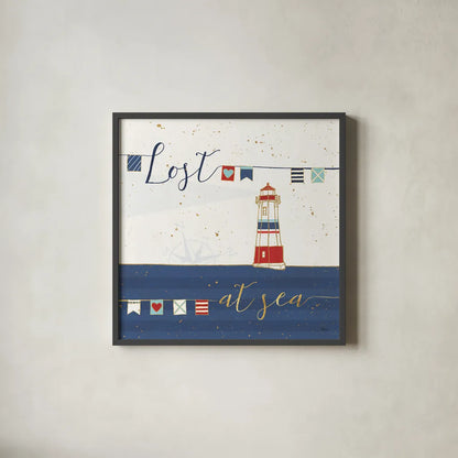 Underlined Nautical I by Veronique Charron. Shown in a sleek black glass frame for a contemporary gallery look. Available as an archival giclee rolled canvas, fine art paper, or poster print. SKU 39406a.