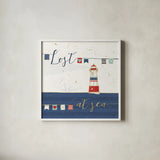 Underlined Nautical I by Veronique Charron. Shown in a crisp white glass frame for a clean and minimalist style. Available as an archival giclee rolled canvas, fine art paper, or poster print. SKU 39406a.