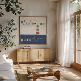 Underlined Nautical I by Veronique Charron. Shown in a natural wood frame in a cozy modern living room. Available as an archival giclee rolled canvas, fine art paper, or poster print. SKU 39406a.