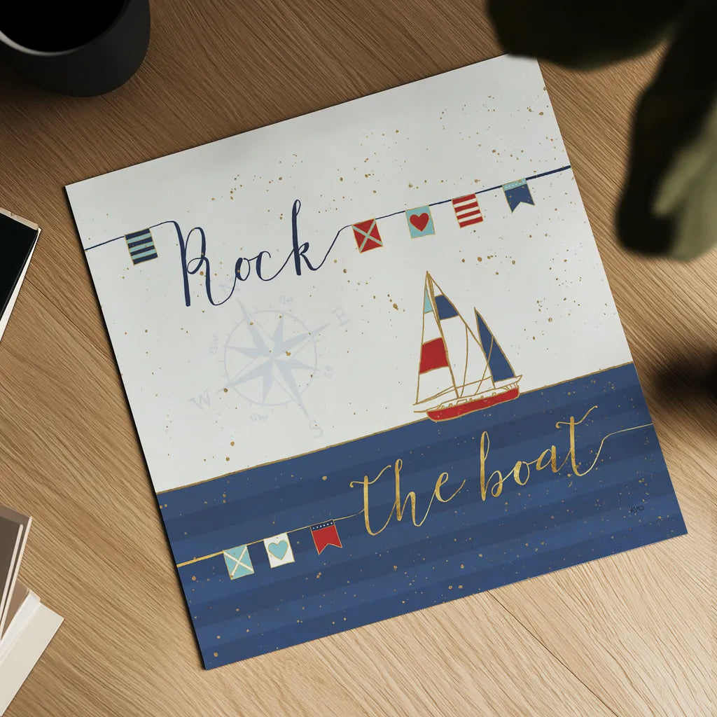 Underlined Nautical II by Veronique Charron. Shown as a detailed flat fine art print, highlighting archival giclee quality. Available as an archival giclee rolled canvas, fine art paper, or poster print. SKU 39407a.