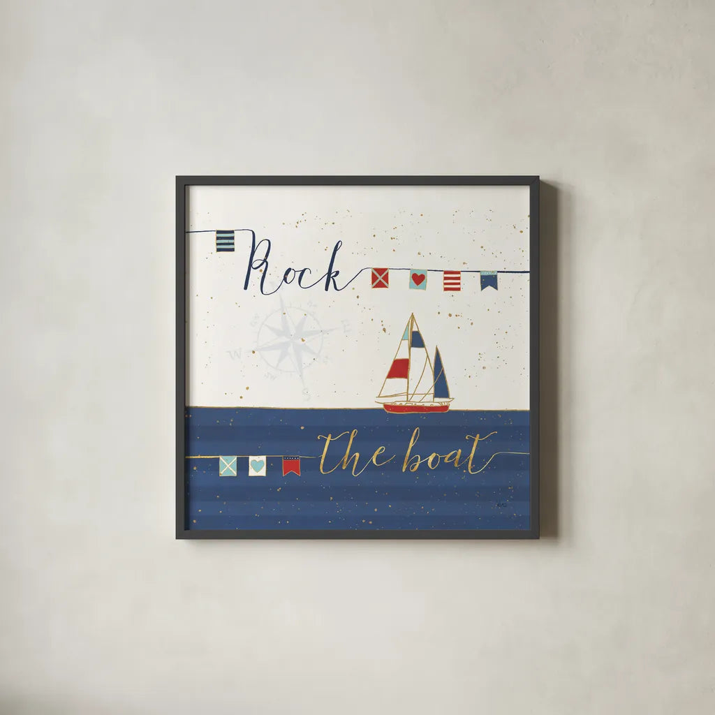 Underlined Nautical II by Veronique Charron. Shown in a sleek black glass frame for a contemporary gallery look. Available as an archival giclee rolled canvas, fine art paper, or poster print. SKU 39407a.