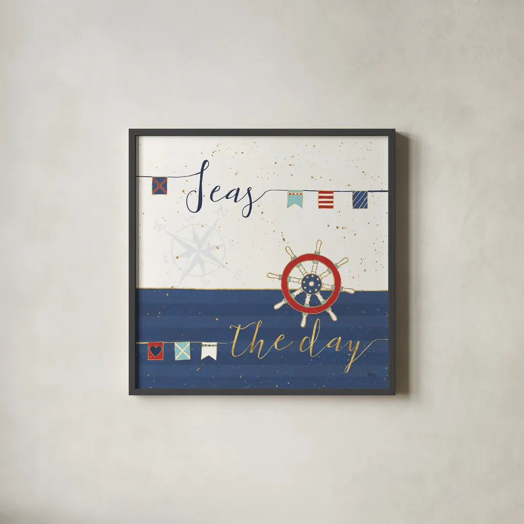 Underlined Nautical III by Veronique Charron. Shown in a sleek black glass frame for a contemporary gallery look. Available as an archival giclee rolled canvas, fine art paper, or poster print. SKU 39408a.