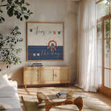 Underlined Nautical III by Veronique Charron. Shown in a natural wood frame in a cozy modern living room. Available as an archival giclee rolled canvas, fine art paper, or poster print. SKU 39408a.