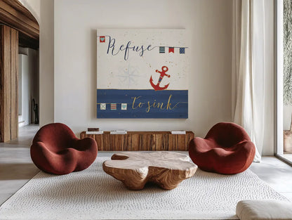 Underlined Nautical IV by Veronique Charron. Shown as extra-large giant wall art in a modern living room. Available as an archival giclee rolled canvas, fine art paper, or poster print. SKU 39409a.