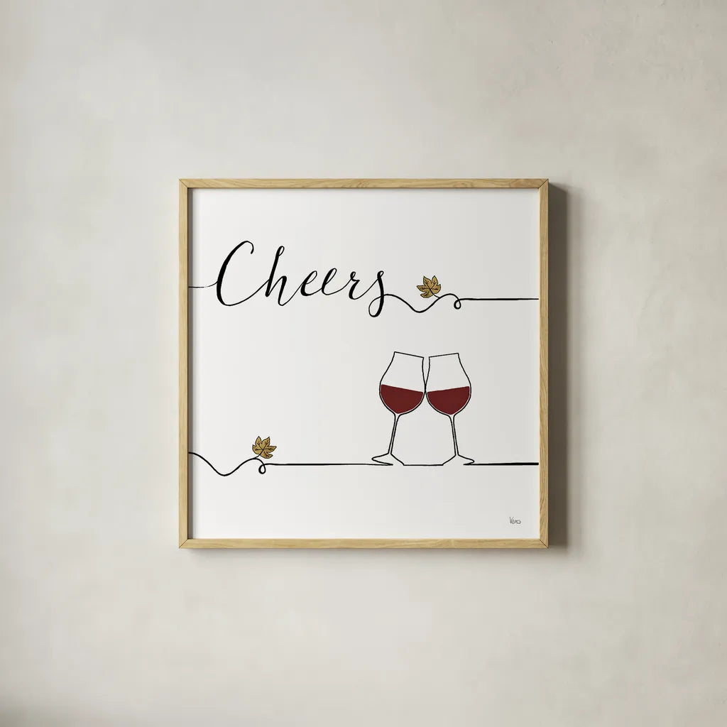 Underlined Wine V by Veronique Charron. Shown in a natural wood glass frame for a timeless modern aesthetic. Available as an archival giclee rolled canvas, fine art paper, or poster print. SKU 33707a.