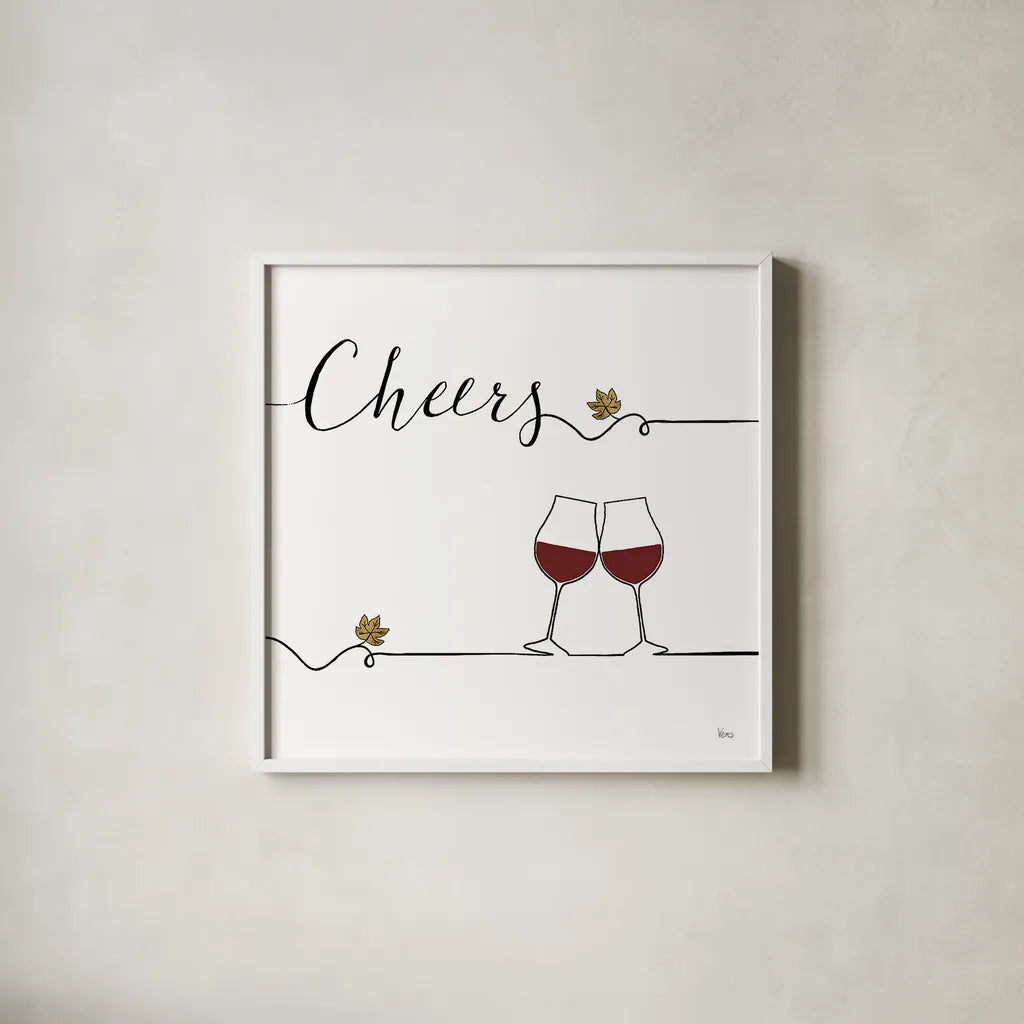 Underlined Wine V by Veronique Charron. Shown in a crisp white glass frame for a clean and minimalist style. Available as an archival giclee rolled canvas, fine art paper, or poster print. SKU 33707a.