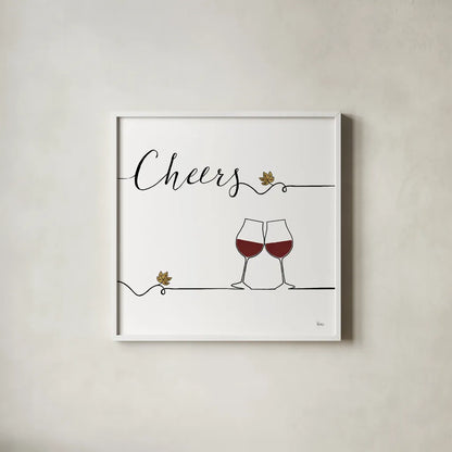 Underlined Wine V by Veronique Charron. Shown in a crisp white glass frame for a clean and minimalist style. Available as an archival giclee rolled canvas, fine art paper, or poster print. SKU 33707a.