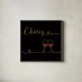 Underlined Wine V Black by Veronique Charron. Shown in a sleek black glass frame for a contemporary gallery look. Available as an archival giclee rolled canvas, fine art paper, or poster print. SKU 33717a.