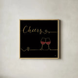 Underlined Wine V Black by Veronique Charron. Shown in a natural wood glass frame for a timeless modern aesthetic. Available as an archival giclee rolled canvas, fine art paper, or poster print. SKU 33717a.