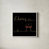 Underlined Wine V Black by Veronique Charron. Shown in a crisp white glass frame for a clean and minimalist style. Available as an archival giclee rolled canvas, fine art paper, or poster print. SKU 33717a.