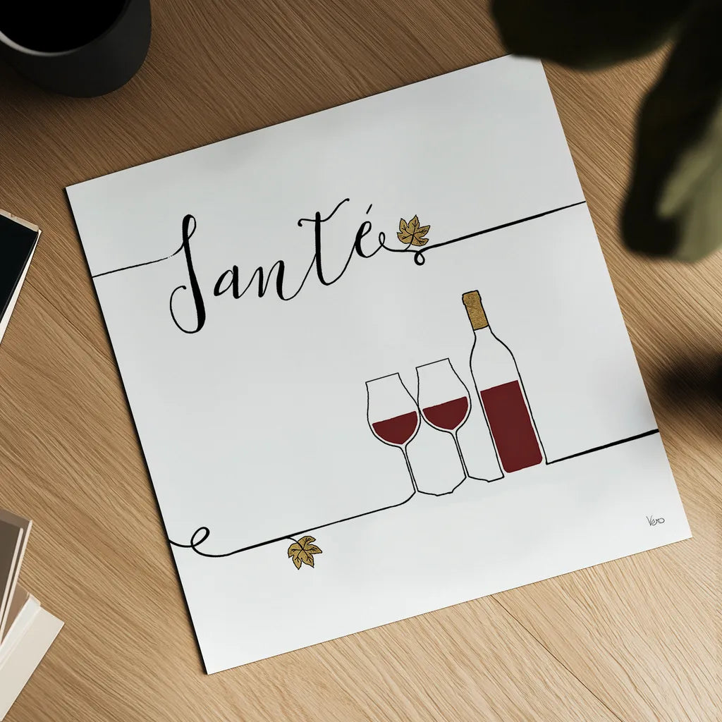 Underlined Wine VI by Veronique Charron. Shown as a detailed flat fine art print, highlighting archival giclee quality. Available as an archival giclee rolled canvas, fine art paper, or poster print. SKU 33708a.