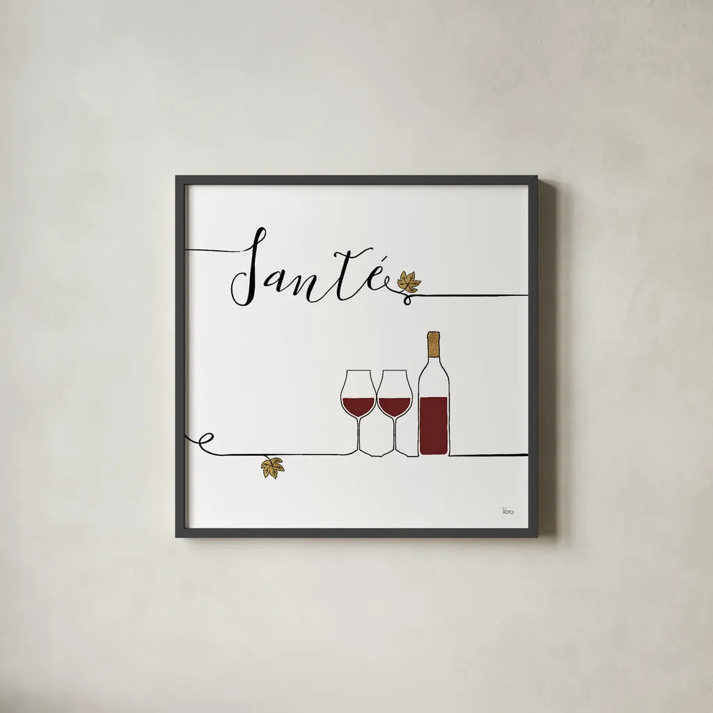 Underlined Wine VI by Veronique Charron. Shown in a sleek black glass frame for a contemporary gallery look. Available as an archival giclee rolled canvas, fine art paper, or poster print. SKU 33708a.
