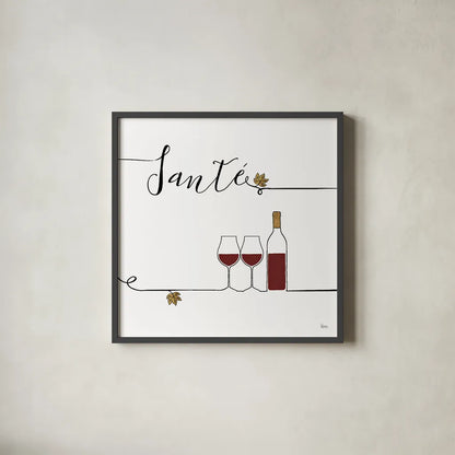 Underlined Wine VI by Veronique Charron. Shown in a sleek black glass frame for a contemporary gallery look. Available as an archival giclee rolled canvas, fine art paper, or poster print. SKU 33708a.