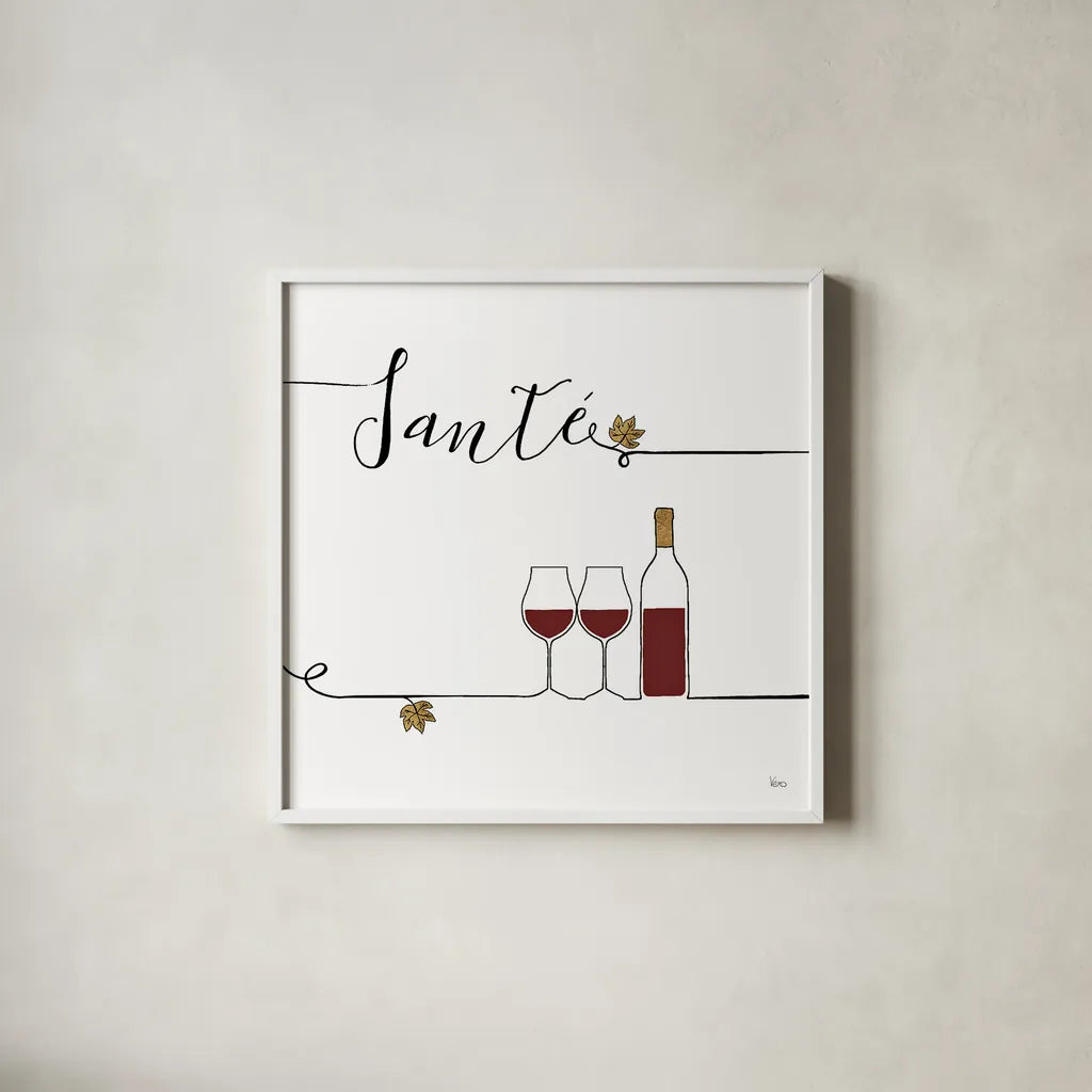 Underlined Wine VI by Veronique Charron. Shown in a crisp white glass frame for a clean and minimalist style. Available as an archival giclee rolled canvas, fine art paper, or poster print. SKU 33708a.
