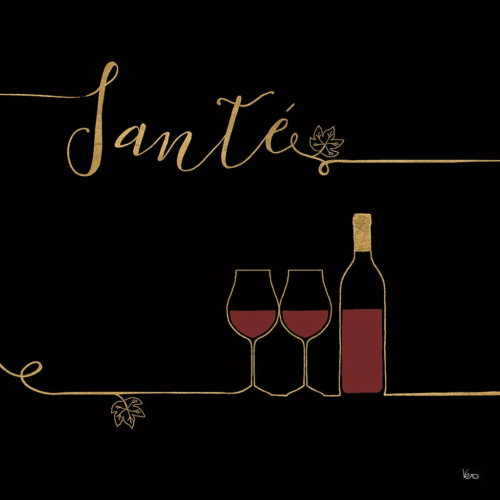 Underlined Wine VI Black by Veronique Charron. SKU 33718a. Archival Giclee Fine art print for wall decor.