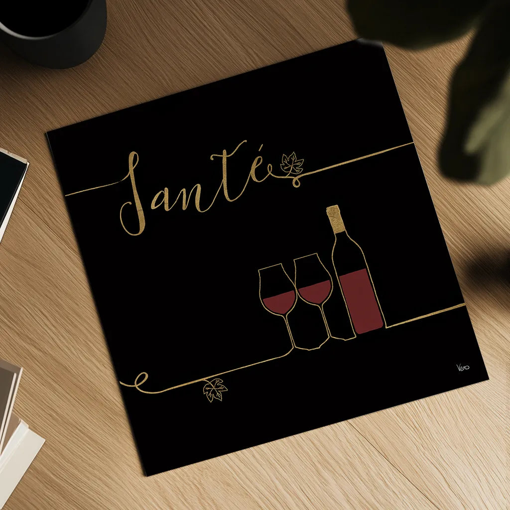 Underlined Wine VI Black by Veronique Charron. Shown as a detailed flat fine art print, highlighting archival giclee quality. Available as an archival giclee rolled canvas, fine art paper, or poster print. SKU 33718a.