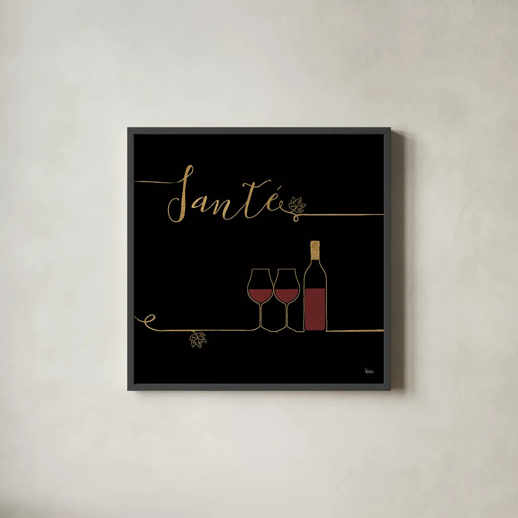 Underlined Wine VI Black by Veronique Charron. Shown in a sleek black glass frame for a contemporary gallery look. Available as an archival giclee rolled canvas, fine art paper, or poster print. SKU 33718a.