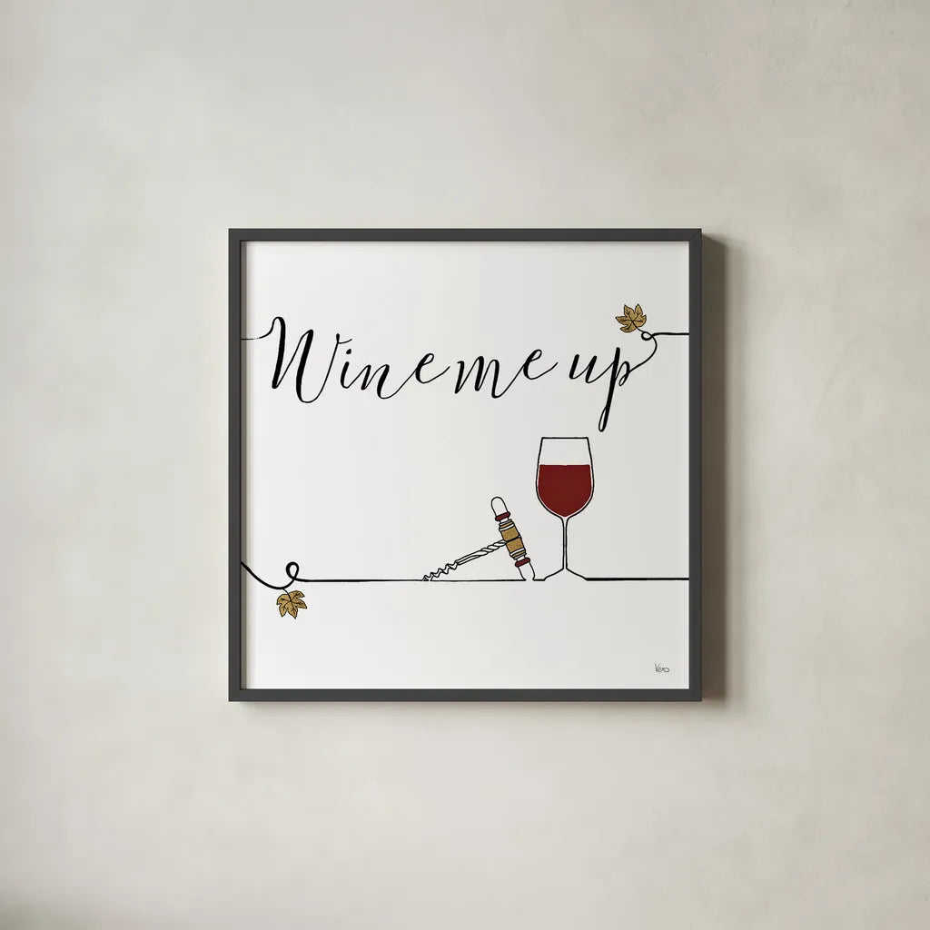 Underlined Wine VII by Veronique Charron. Shown in a sleek black glass frame for a contemporary gallery look. Available as an archival giclee rolled canvas, fine art paper, or poster print. SKU 33709a.