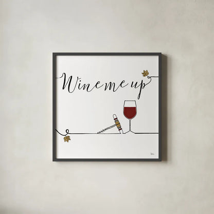 Underlined Wine VII by Veronique Charron. Shown in a sleek black glass frame for a contemporary gallery look. Available as an archival giclee rolled canvas, fine art paper, or poster print. SKU 33709a.