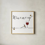 Underlined Wine VII by Veronique Charron. Shown in a natural wood glass frame for a timeless modern aesthetic. Available as an archival giclee rolled canvas, fine art paper, or poster print. SKU 33709a.