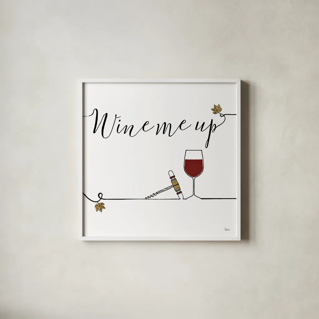 Underlined Wine VII by Veronique Charron. Shown in a crisp white glass frame for a clean and minimalist style. Available as an archival giclee rolled canvas, fine art paper, or poster print. SKU 33709a.
