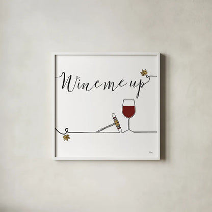 Underlined Wine VII by Veronique Charron. Shown in a crisp white glass frame for a clean and minimalist style. Available as an archival giclee rolled canvas, fine art paper, or poster print. SKU 33709a.