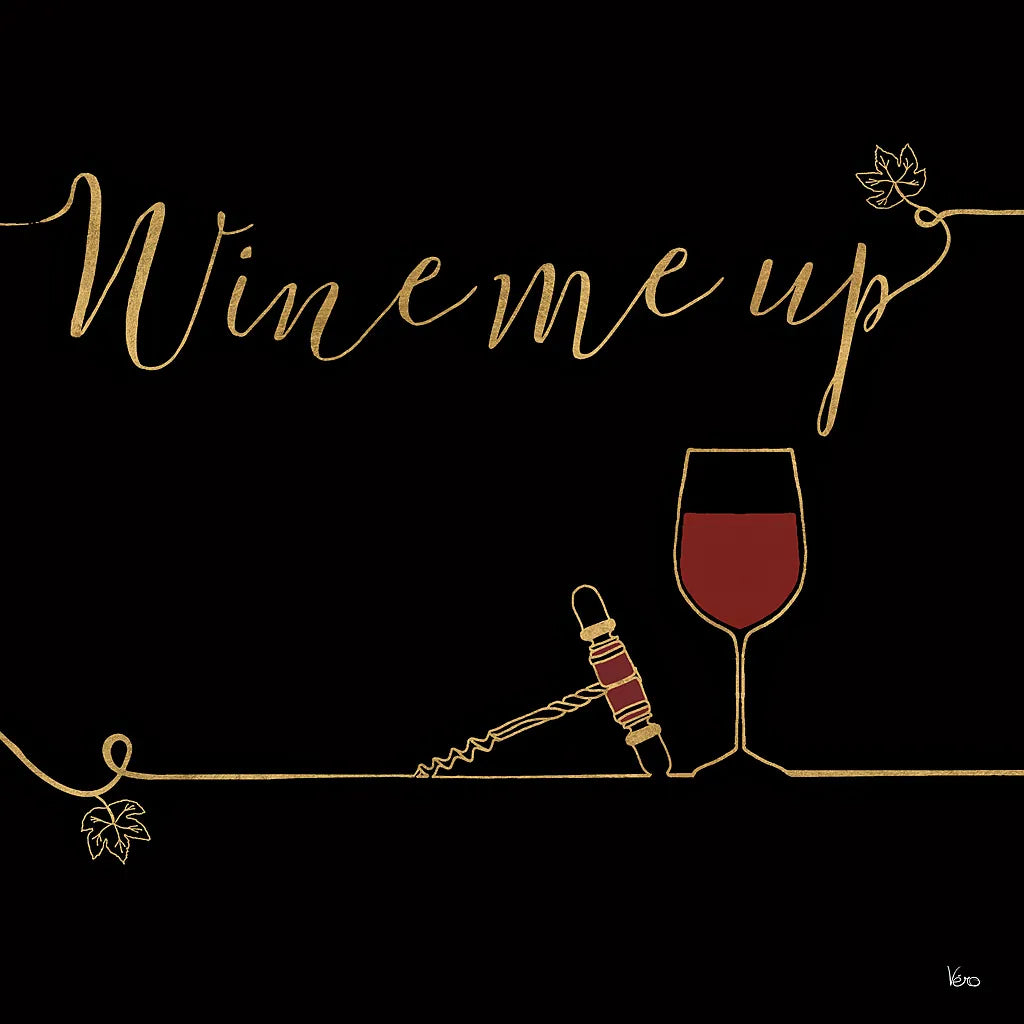 Underlined Wine VII Black by Veronique Charron. SKU 33719a. Archival Giclee Fine art print for wall decor.