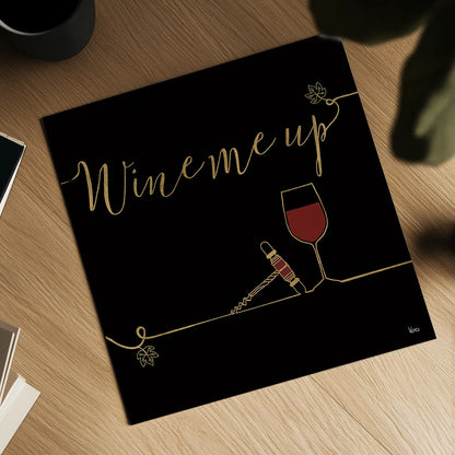 Underlined Wine VII Black by Veronique Charron. Shown as a detailed flat fine art print, highlighting archival giclee quality. Available as an archival giclee rolled canvas, fine art paper, or poster print. SKU 33719a.