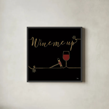 Underlined Wine VII Black by Veronique Charron. Shown in a sleek black glass frame for a contemporary gallery look. Available as an archival giclee rolled canvas, fine art paper, or poster print. SKU 33719a.
