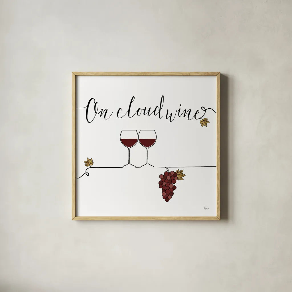 Underlined Wine VIII by Veronique Charron. Shown in a natural wood glass frame for a timeless modern aesthetic. Available as an archival giclee rolled canvas, fine art paper, or poster print. SKU 33710a.