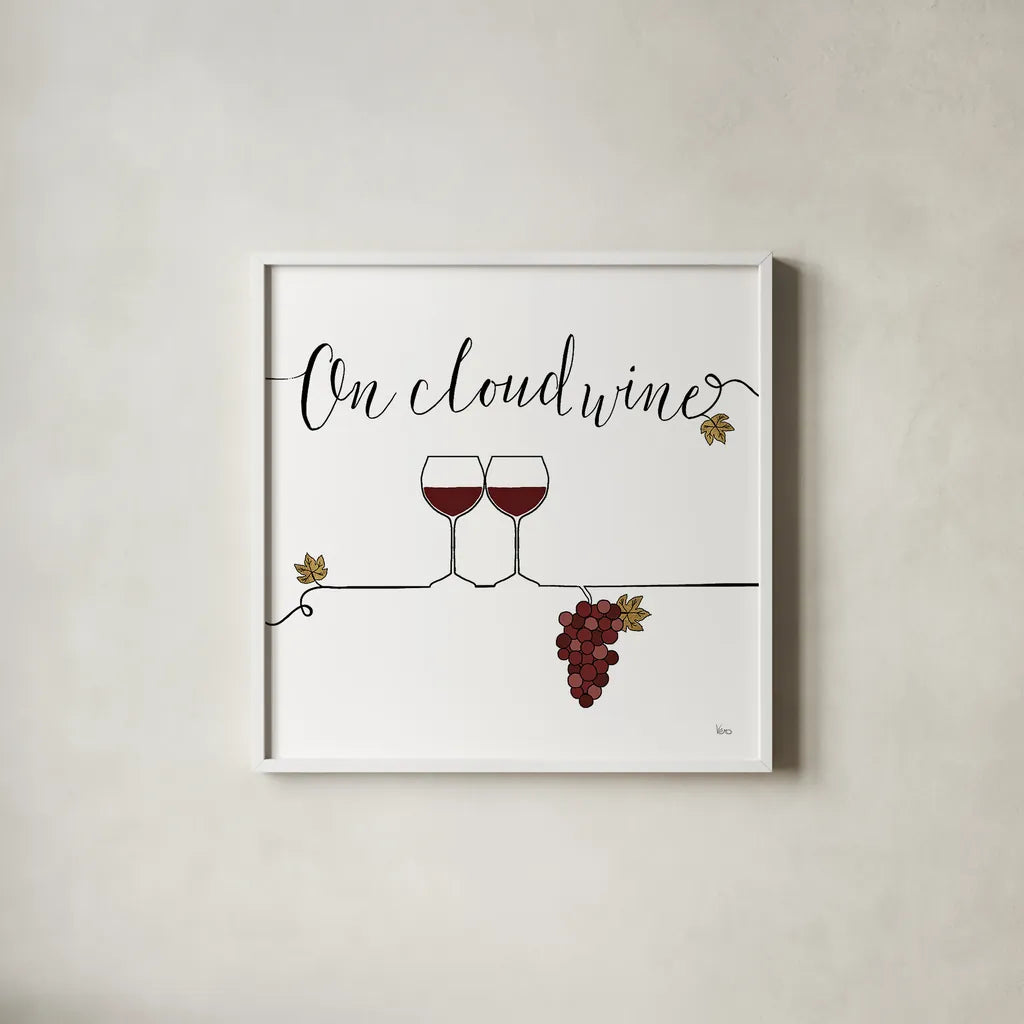 Underlined Wine VIII by Veronique Charron. Shown in a crisp white glass frame for a clean and minimalist style. Available as an archival giclee rolled canvas, fine art paper, or poster print. SKU 33710a.