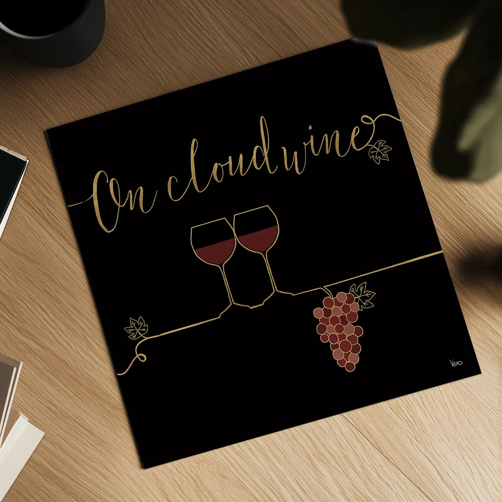 Underlined Wine VIII Black by Veronique Charron. Shown as a detailed flat fine art print, highlighting archival giclee quality. Available as an archival giclee rolled canvas, fine art paper, or poster print. SKU 33720a.
