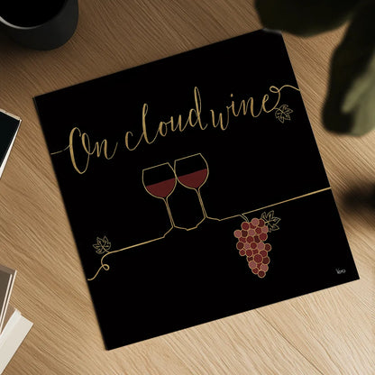 Underlined Wine VIII Black by Veronique Charron. Shown as a detailed flat fine art print, highlighting archival giclee quality. Available as an archival giclee rolled canvas, fine art paper, or poster print. SKU 33720a.