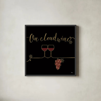 Underlined Wine VIII Black by Veronique Charron. Shown in a sleek black glass frame for a contemporary gallery look. Available as an archival giclee rolled canvas, fine art paper, or poster print. SKU 33720a.