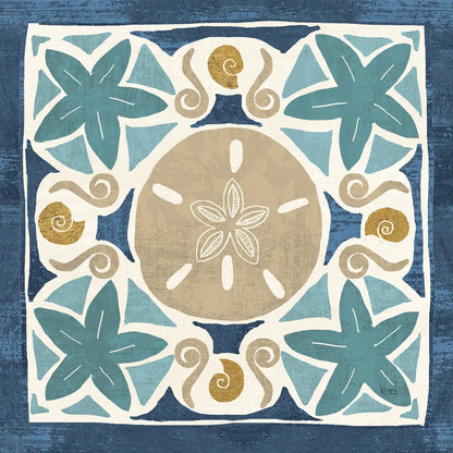 Undersea Blue Tile I Crop by Veronique Charron. SKU 20267a. Archival Giclee Fine art print for wall decor.