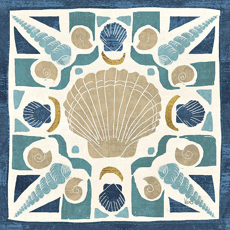 Undersea Blue Tile II Crop by Veronique Charron. SKU 20268a. Archival Giclee Fine art print for wall decor.