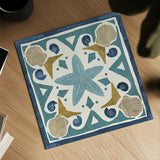 Undersea Blue Tile III Crop by Veronique Charron. Shown as a detailed flat fine art print, highlighting archival giclee quality. Available as an archival giclee rolled canvas, fine art paper, or poster print. SKU 20269a.